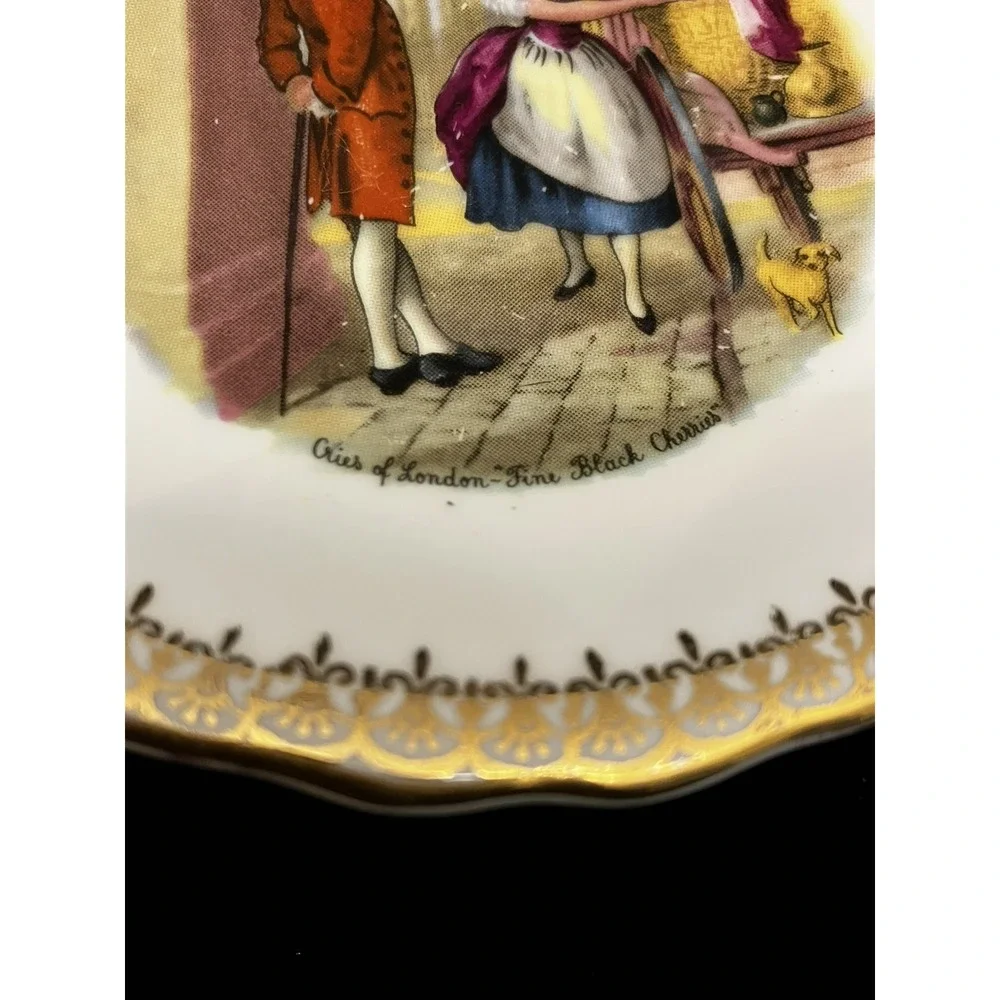 Vtg Royal Grafton Bone China Butter Trinket Dish England Cries London Cherries
